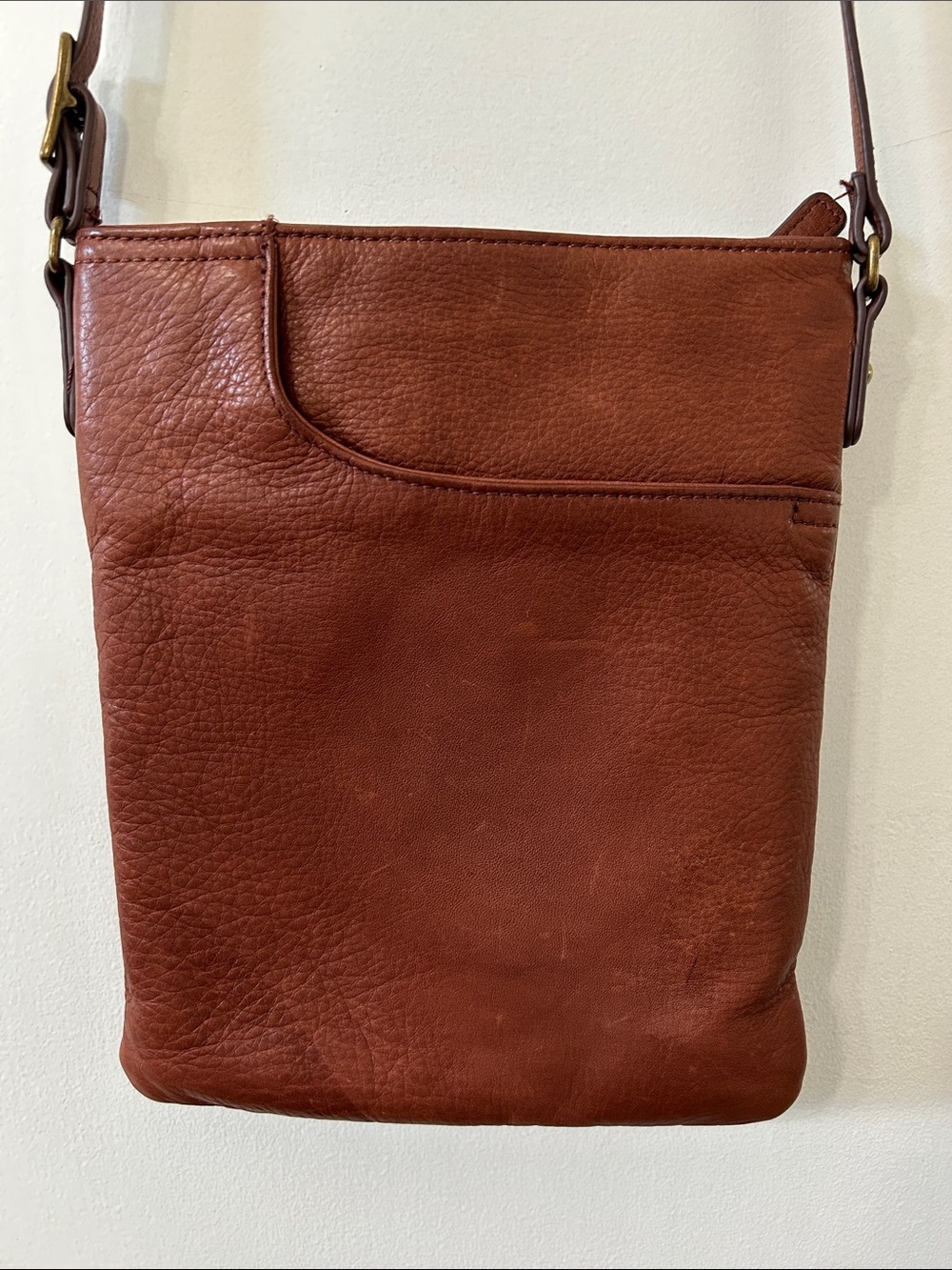 Margot New York Leather Crossbody Bag Brown Classic Minimalist Travel - Picture 14 of 14